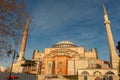 Byzantine architecture of the Hagia Sophia, famous historic landmark and world wonder in Istanbul, Turkey Royalty Free Stock Photo