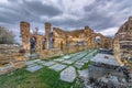 The byzantine basilica of Agios Achilios Saint Achilles, in Small Prespa lake, Greece. Royalty Free Stock Photo