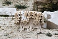 Byzantine capital at archaeological site of the ancient town of Heraclea Sintica, Rupite region, Bulgaria Royalty Free Stock Photo