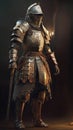 Byzantine Cataphract in Battle: Full Body Shot with War Paint and Steel Gauntlets. Motion Graphics.