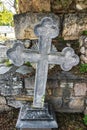 Byzantine cross at the church of Holy Apostles in Ancient Agora of Athens Royalty Free Stock Photo
