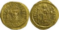 Byzantine Empire Phocas Coin, 602-610. AU Solidus. Constantinopolis, 603-607 Royalty Free Stock Photo