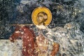 Byzantine fresco inside old church in Agora, Athens, Greece