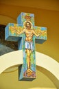 Byzantine mosaic on a cross with Jesus Royalty Free Stock Photo