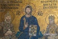 Byzantine mosaic in the interior of Hagia Sophia Royalty Free Stock Photo