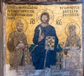 Byzantine mosaic of Jesus Christ on throne with Empress Zoe and Emperor Constantine IX Monomachus in Hagia Sophia Istanbul, Royalty Free Stock Photo