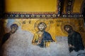 Byzantine mosaic on a wall of Hagia Sophia, Istanbul, Turkey Royalty Free Stock Photo