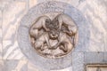 Byzantine mythical creature with four bodies sharing a single head, executed in marble, wall of the basilica of St Mark, Venice