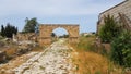 Byzantine road. Roman archaeological remains in Tyre. Tyre is an ancient Phoenician city. Tyre, Lebanon Royalty Free Stock Photo