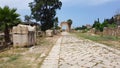 Byzantine road. Roman archaeological remains in Tyre. Tyre is an ancient Phoenician city. Tyre, Lebanon Royalty Free Stock Photo