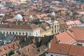 Byzantine style church in the heart of the Brasov city (aerial view) Royalty Free Stock Photo