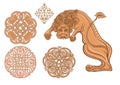 Byzantine traditional historical motifs of animals, birds, flowers and plants