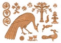 Byzantine traditional historical motifs of animals, birds, flowers and plants Royalty Free Stock Photo