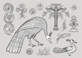 Byzantine traditional historical motifs of animals, birds, flowers and plants