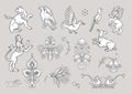 Byzantine traditional historical motifs of animals, birds, flowers and plants