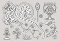 Byzantine traditional historical motifs of animals, birds, flowers and plants