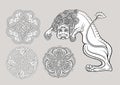 Byzantine traditional historical motifs of animals, birds, flowers and plants