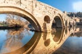Pont Vieux and Saint Nazaire Cathedral on the Orb river, in BÃÂ©ziers, in winter, in Occitanie, France Royalty Free Stock Photo