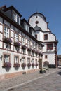 Central market  with town hall on a sunny summer day in the small town BÃÂ¼rgstadt in Bavaria Royalty Free Stock Photo