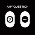 Any question text and icon drawings on black background. Royalty Free Stock Photo