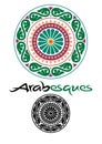 Arabic arabesque decorative texture Islamic ornamental colorful design detail of mosaic illustration geometric