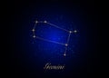 Gemini zodiac constellations sign on beautiful starry sky with galaxy and space behind. Gold Gemini horoscope symbol constellation Royalty Free Stock Photo