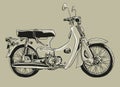 Hand drawn motorcycle C50 classic vector illustration clip art, line art collection