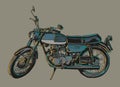 Hand drawn motorcycle classic colour