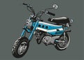 Hand drawn vintage motorcycle classic colour