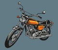 Hand drawn vintage motorcycle classic colour