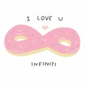 I love you Infiniti donut cartoon illustration