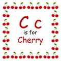 C alphabet is for Cherry fruits coloring colorful for childreen vector illustration design - worksheet for kindergarten