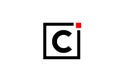 C alphabet letter logo icon in black and white. Company and business design with square and red dot. Creative corporate identity Royalty Free Stock Photo