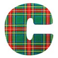 C ALPHABET LETTER - Scottish style fabric texture Letter Symbol Character on White Background