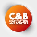 C and B - Compensations and Benefits acronym, business concept background