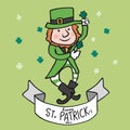 Happy St. Patrick`s Day, Dancing cartoon illustration Royalty Free Stock Photo