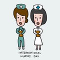 International nurses day cute cartoon doodle