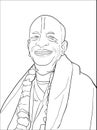 A. C. Bhaktivedanta Swami Prabhupada. Vector drawing with lines. Royalty Free Stock Photo