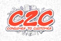 C2C - Cartoon Red Word. Business Concept. Royalty Free Stock Photo