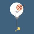 Lightbulb with key and arrow target vector illustration, business concept