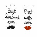 Best husband and wife ever word lettering vector illustration