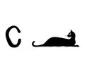 Funny cat, letter C. Decoration pattern.