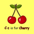 C couple is for Cherry fruits coloring colorful for childreen vector illustration design - worksheet for kindergarten