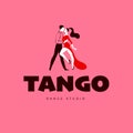 Tango dance studio, lessons and workshop logo, emblem design template