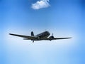 Old, twin engine piston aircraft Dakota during display in Goraszka in Poland.