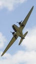 Old twin engine piston aircraft Dakota during display in Goraszka in Poland. Royalty Free Stock Photo