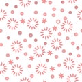 Floral design pattern. Cute seamless pink flowers on white background. Vector illustration for fabric, textile, Royalty Free Stock Photo