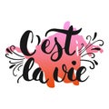 C'est la vie - hand drawn lettering phrase that's life in French, isolated on the white