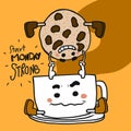 Start Monday strong coffee cup carry up chocolate chip cookie cartoon illustration