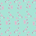 Vector Pink Orchids Floral with blue background design seamless Pattern.